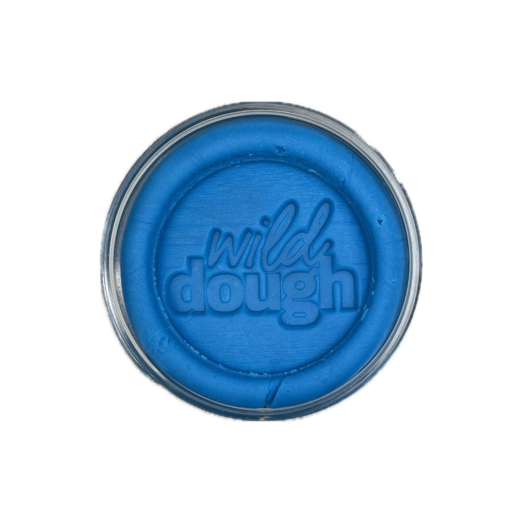 Wild Dough - Scented Playdough Pottle 
 in Pacific Blue. Round pot with logo printed in the dough