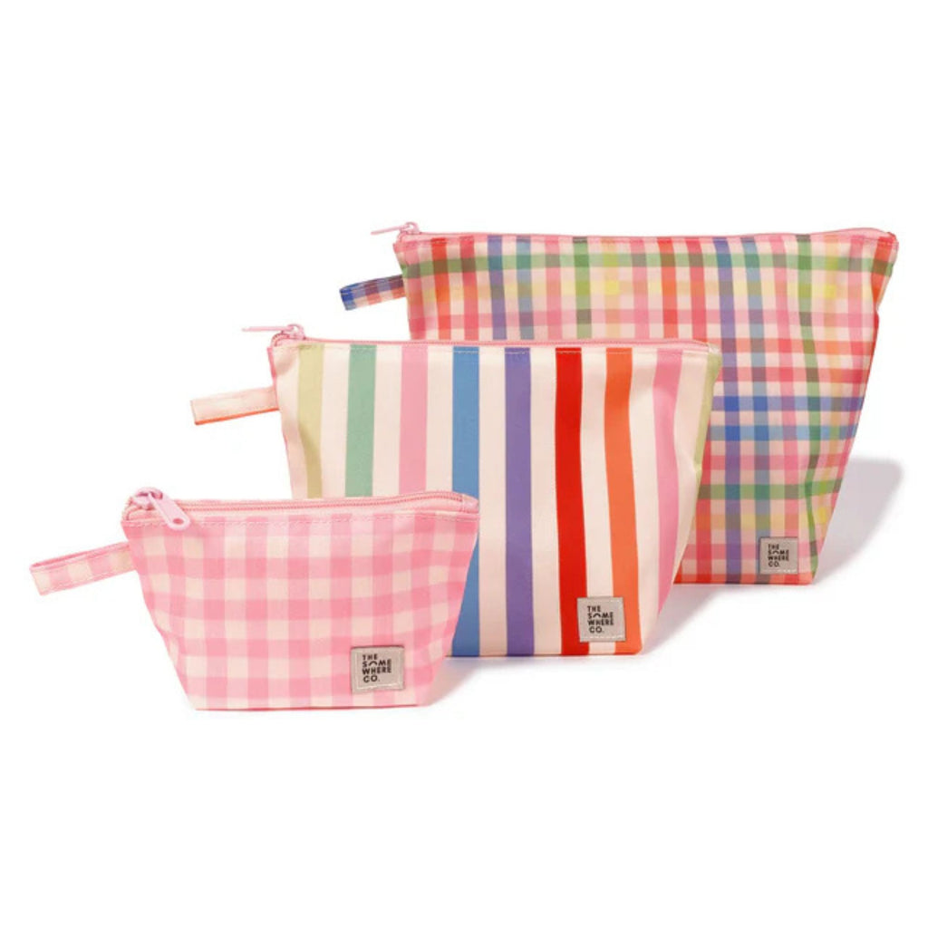 Sugarplum Handy Pouch Trio - Set of 3 travel pouches with zips in multi colours and three sizes