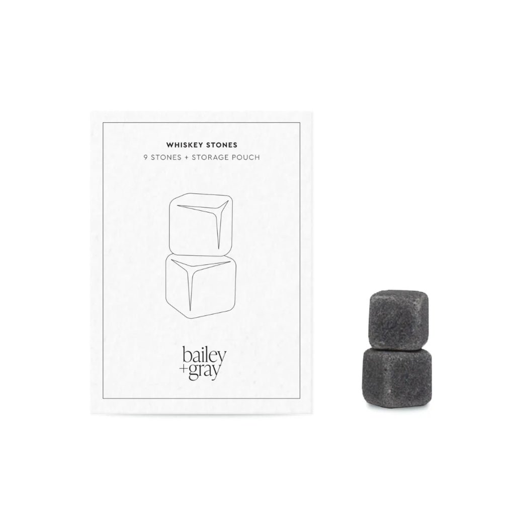 Box and two dark grey whiskey stones