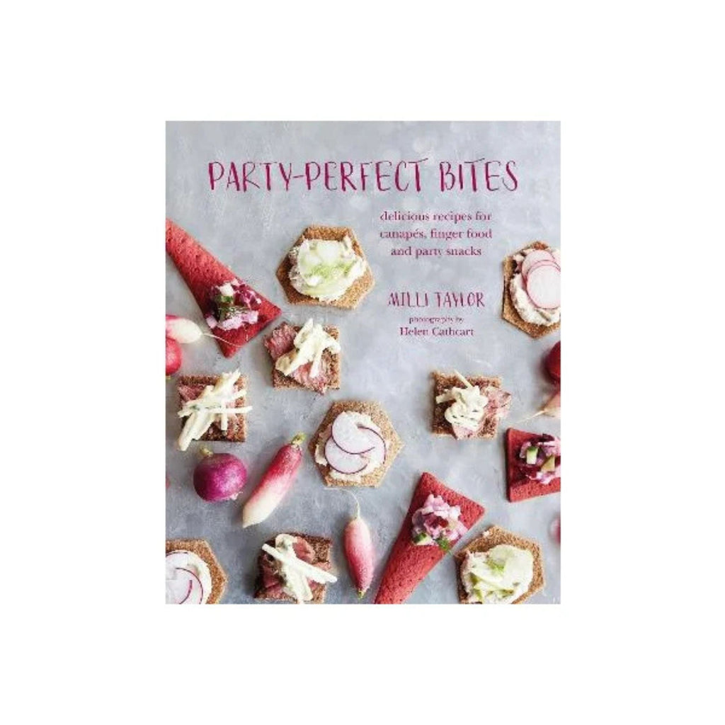 book cover against a white background. Cover shows canape style  finger goods 