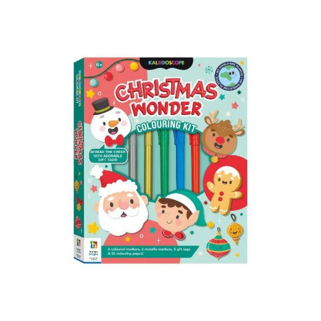 Christmas themed colouring kit with festive illustrations on the box