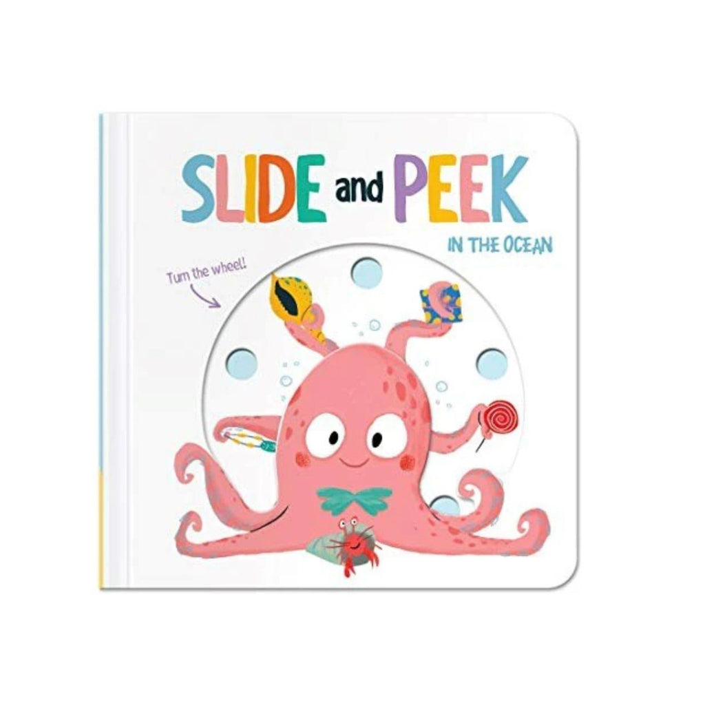 Slide and Peek  In the Ocean book with a white cover featuring an octopus on the front