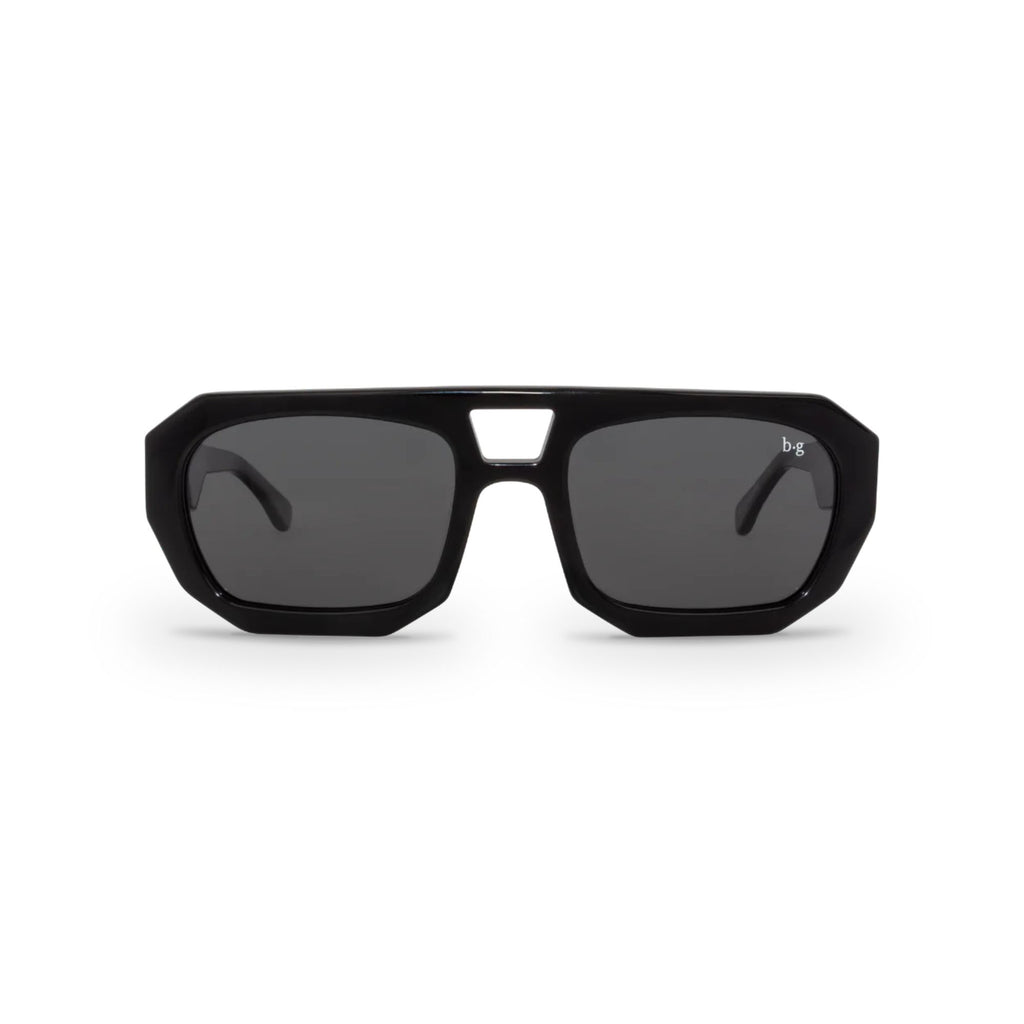 Bored George Ned black sunglasses with a solid black frame and dark lens