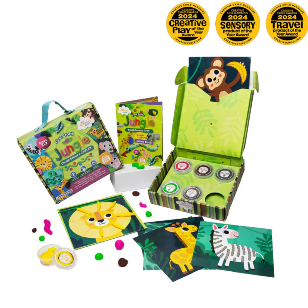 Jungle Dough Sensory Craft Box with animals cards and dough containers