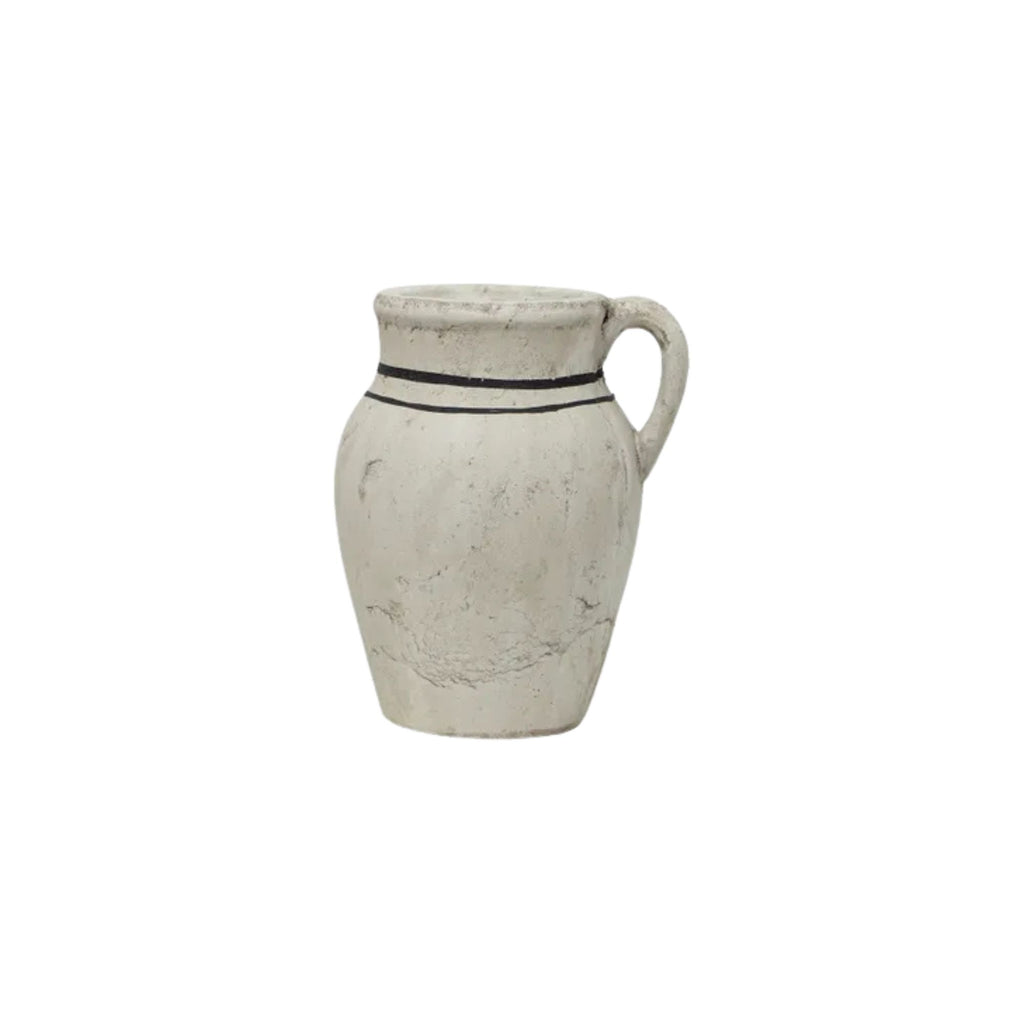 Lisbon Jug Small size. an antique white jug with two black stripes around the neck and a small handle