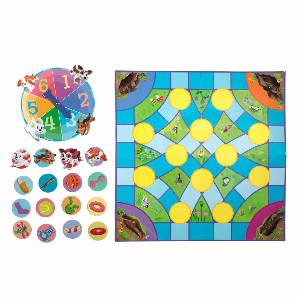 Board-game, spinner and board-game pieces 