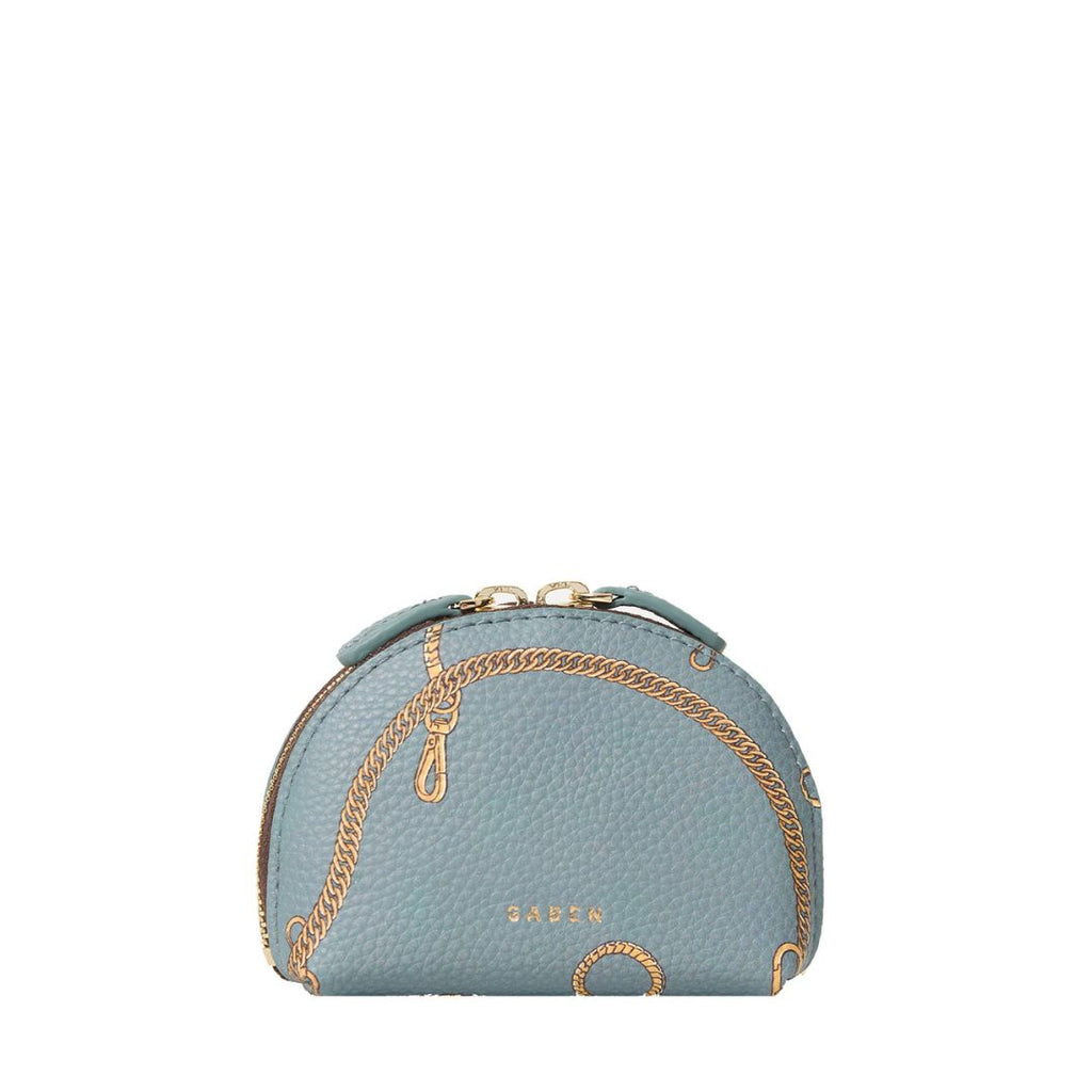 Saben - Gaia Mini Pouch - Duck Egg Chain Print with small clasp at the top