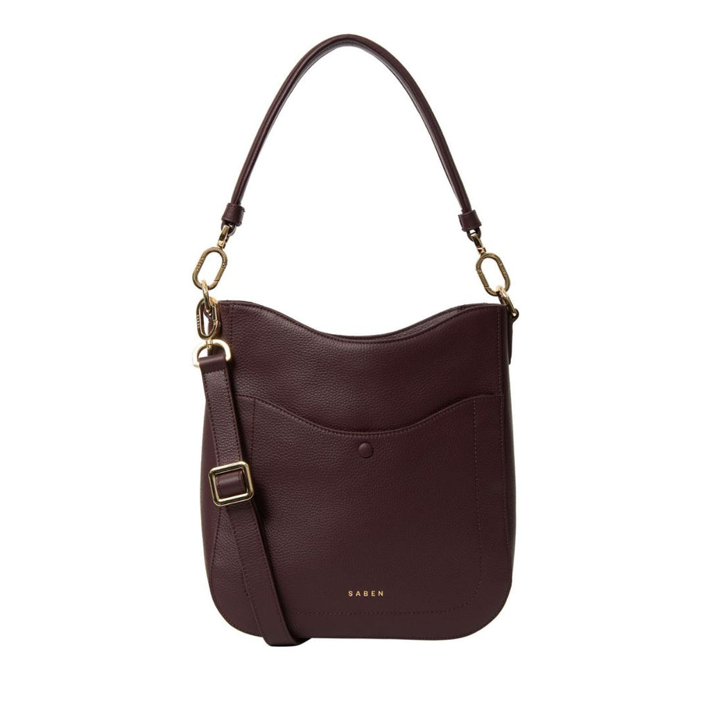 Saben - Rosie Shoulder Bag - Merlot wine colour medium handbag with shoulder strap