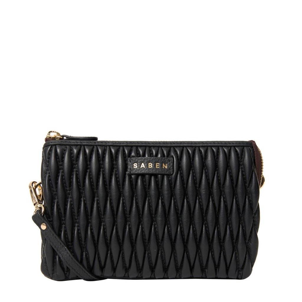 Saben - Tilly Crossbody - Black Diamond Quilted shoulder handbag