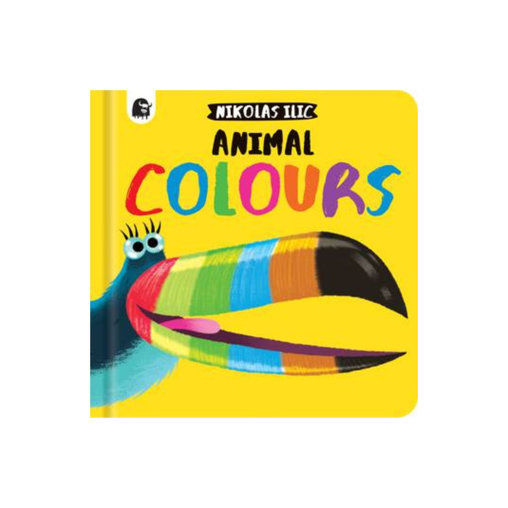 Animal colours book featuring a bright toucan bird on the cover