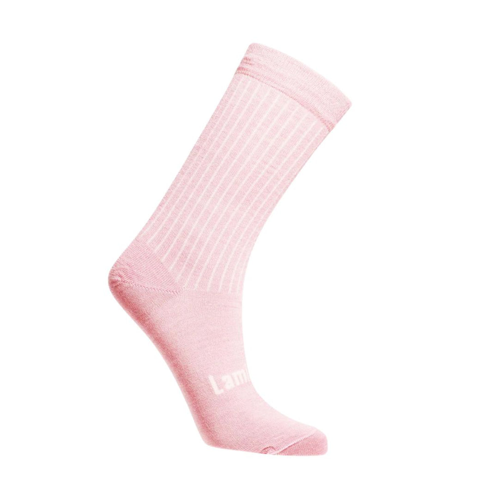 Lamington Merino Womans Socks - Crew sock in Blush pink with ribbed neck