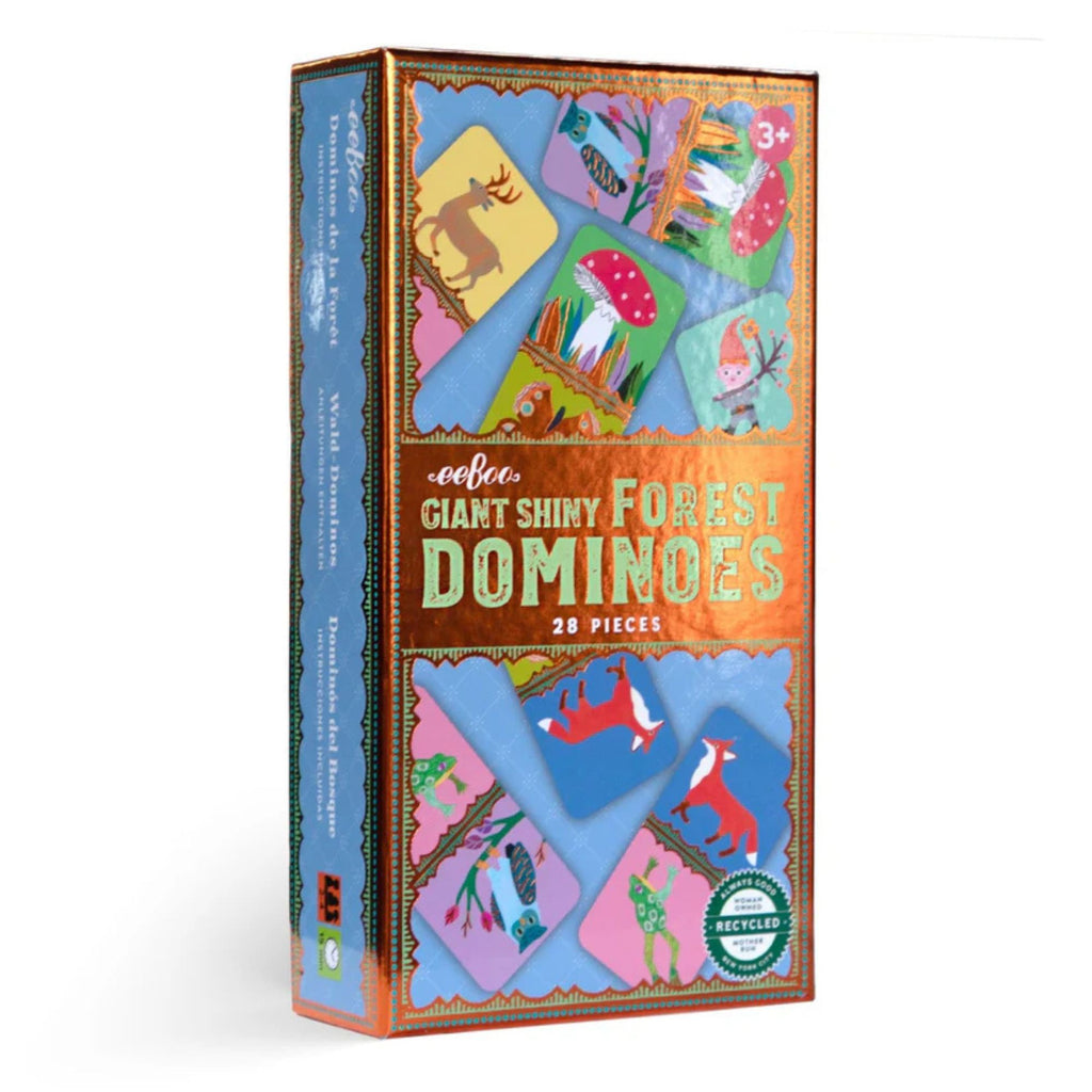 Giant shiny forest domnioes set in a colouful box featuring animals and wildlife dominoes on the front