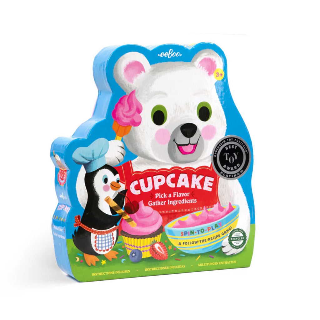 Cupcake Spinner Game in a bear shaped box featuring a penguin and cupcake on the front