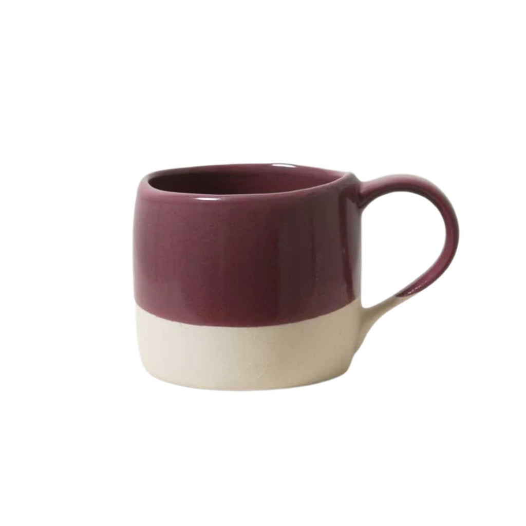 Plum glazed mug with white bottom rim