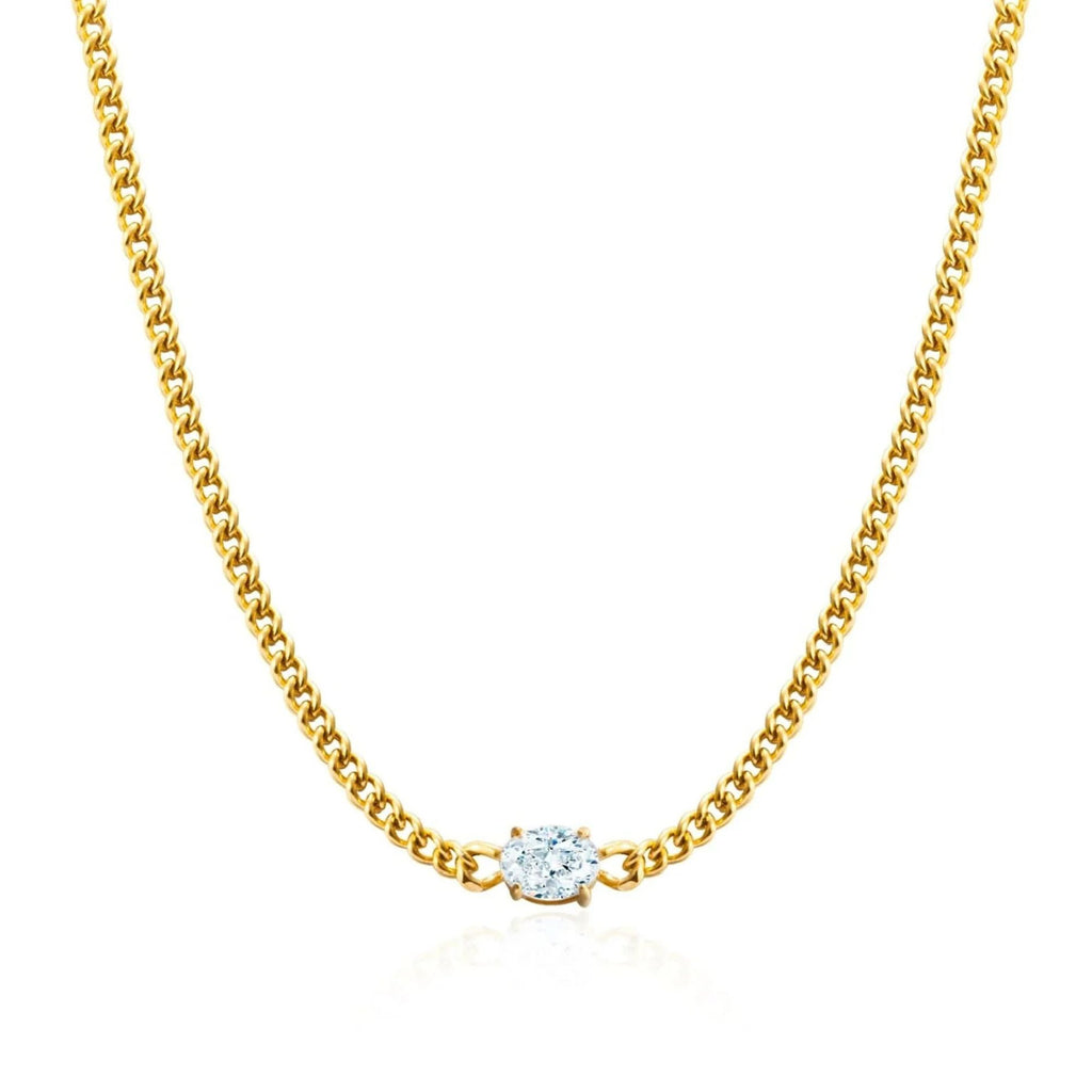 Silver linings collective gold cleo necklace with gold chain and cubic zirconia pendant