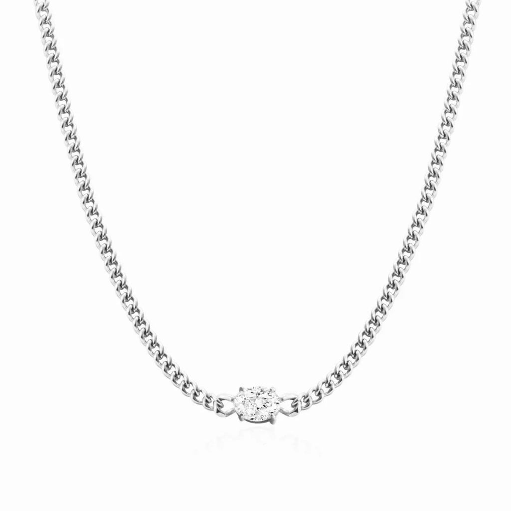 Silver linings collective cleo necklace with silver chain and cubic zirconia pendant