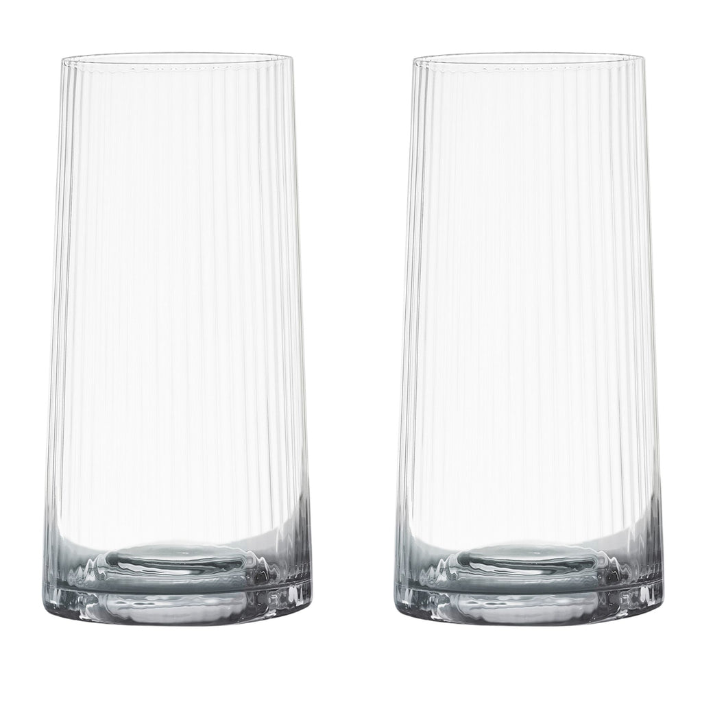 Ribbed highball set of two glasses