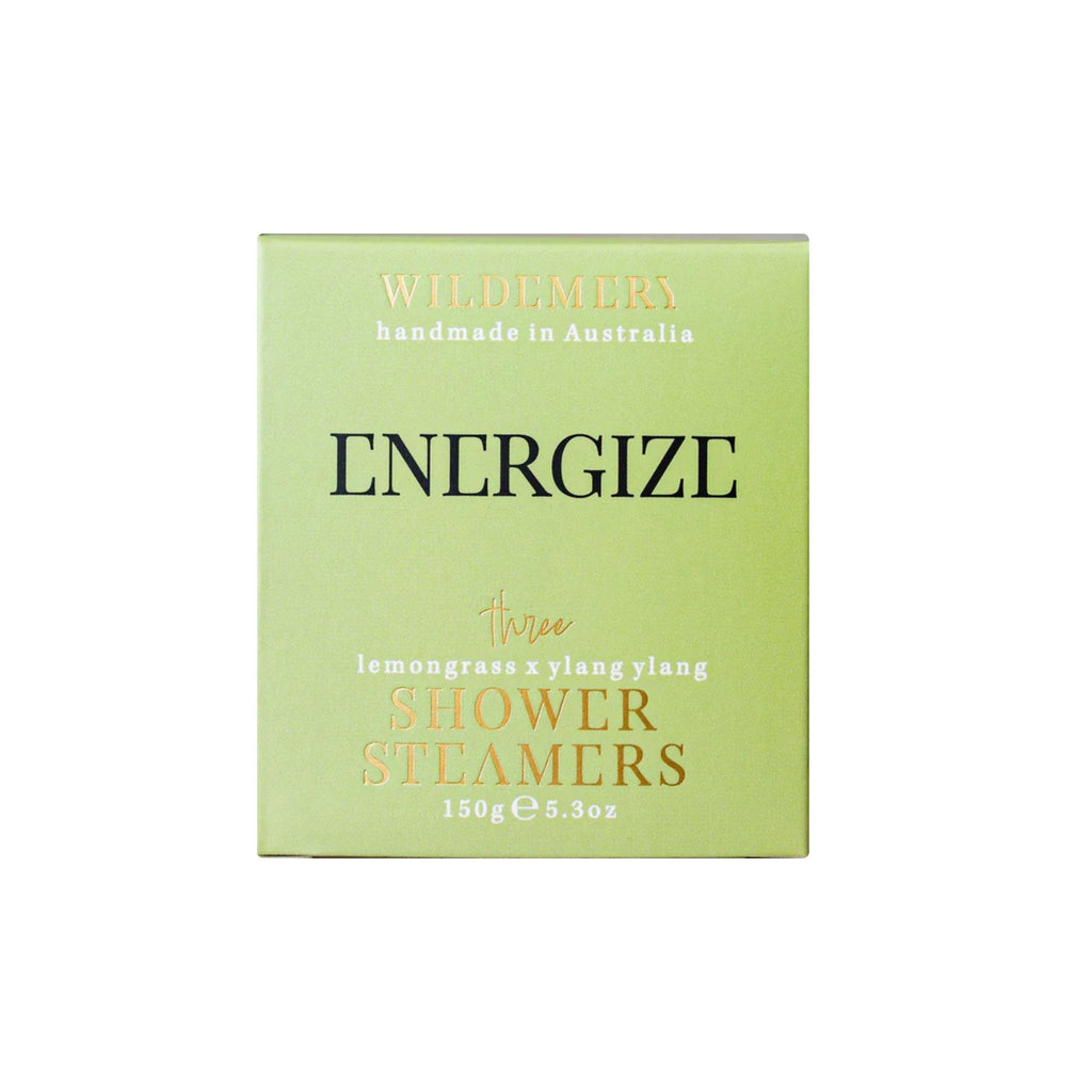 Light green shower steamer box in energize scent