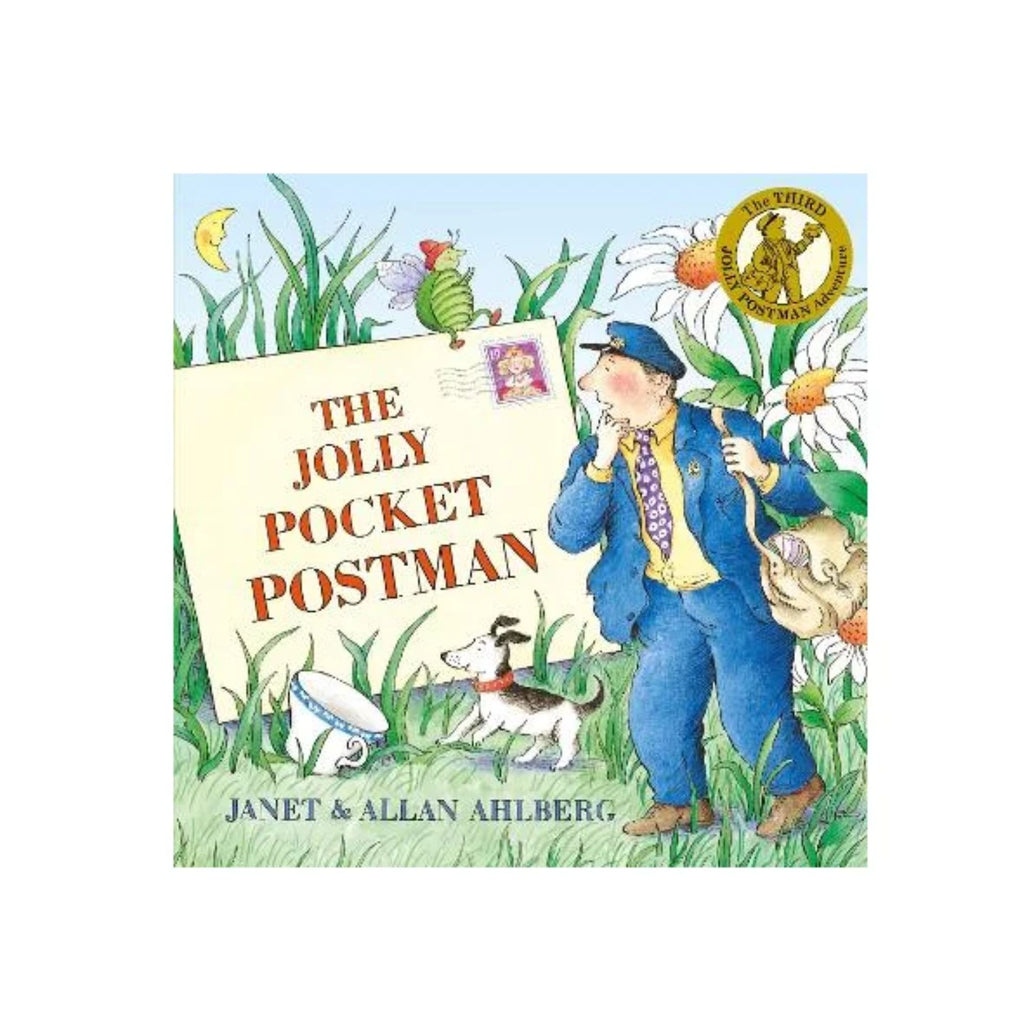 Children's picture book with a postman and dog on cover tiled "The Jolly Pocket Postman