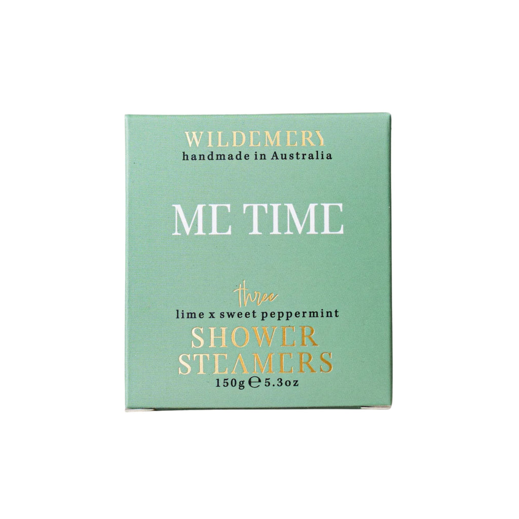 Turquoise shower steamer box in me time scent