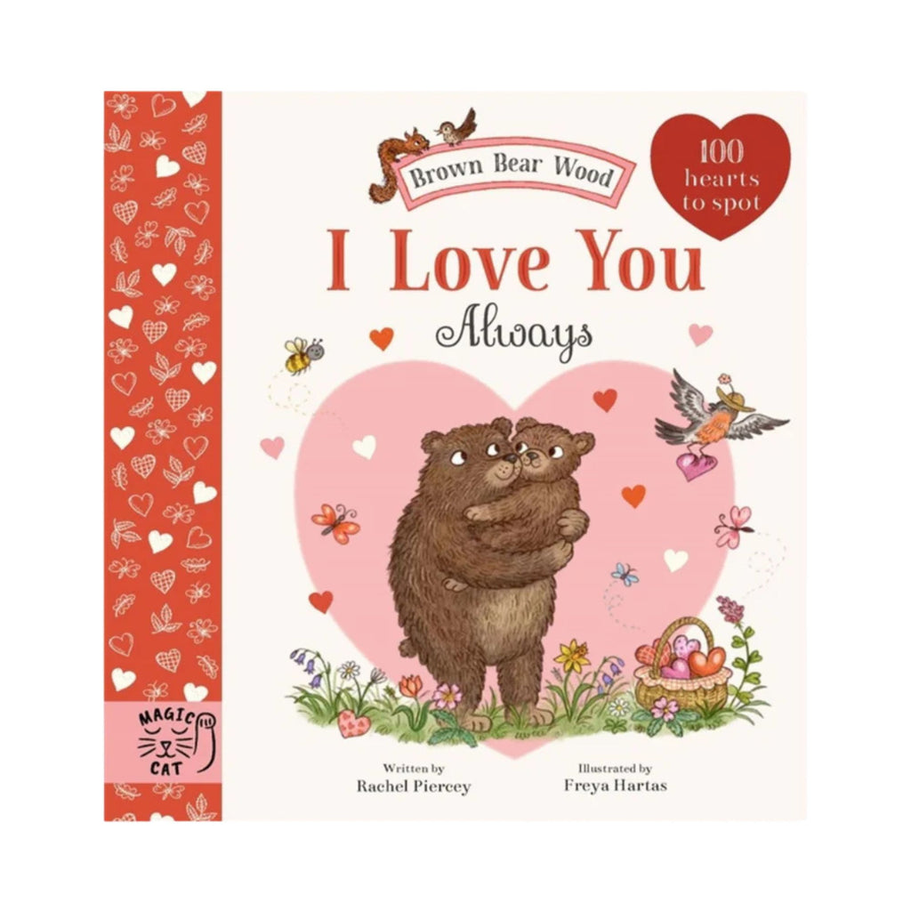 Book cover with a love heart and a adult bear and baby bear. On a white background