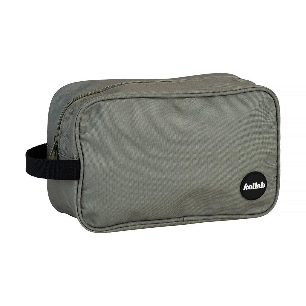 A khaki green travel bag