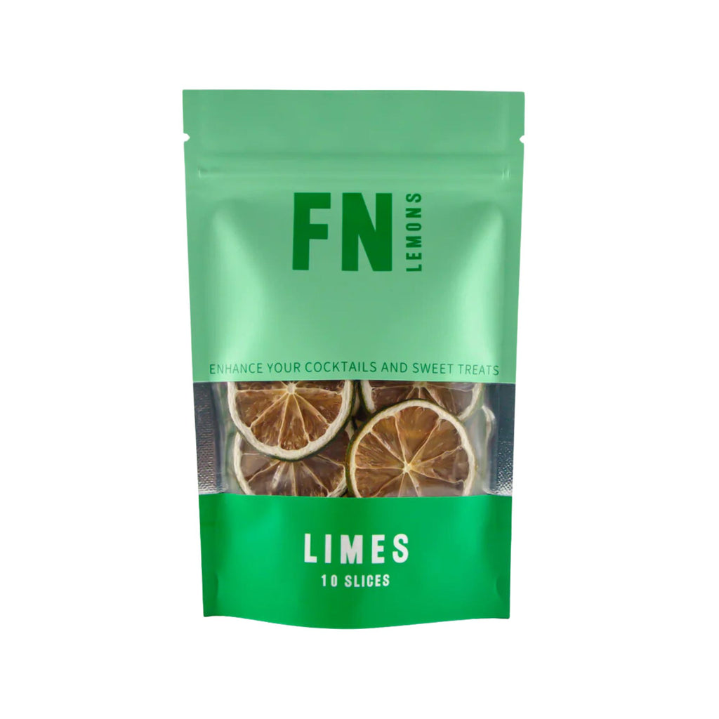 Dried lime slices in a green bag