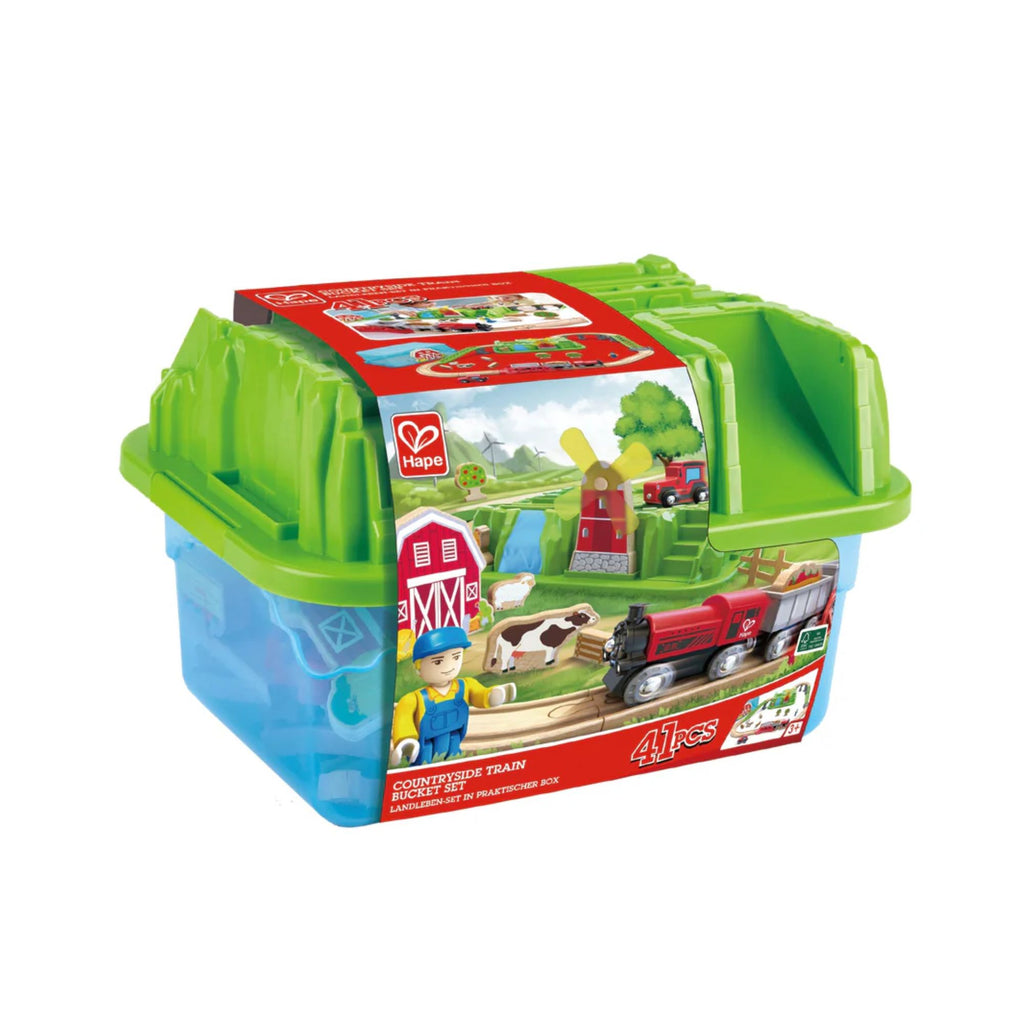 Green top and blue bottom train set box