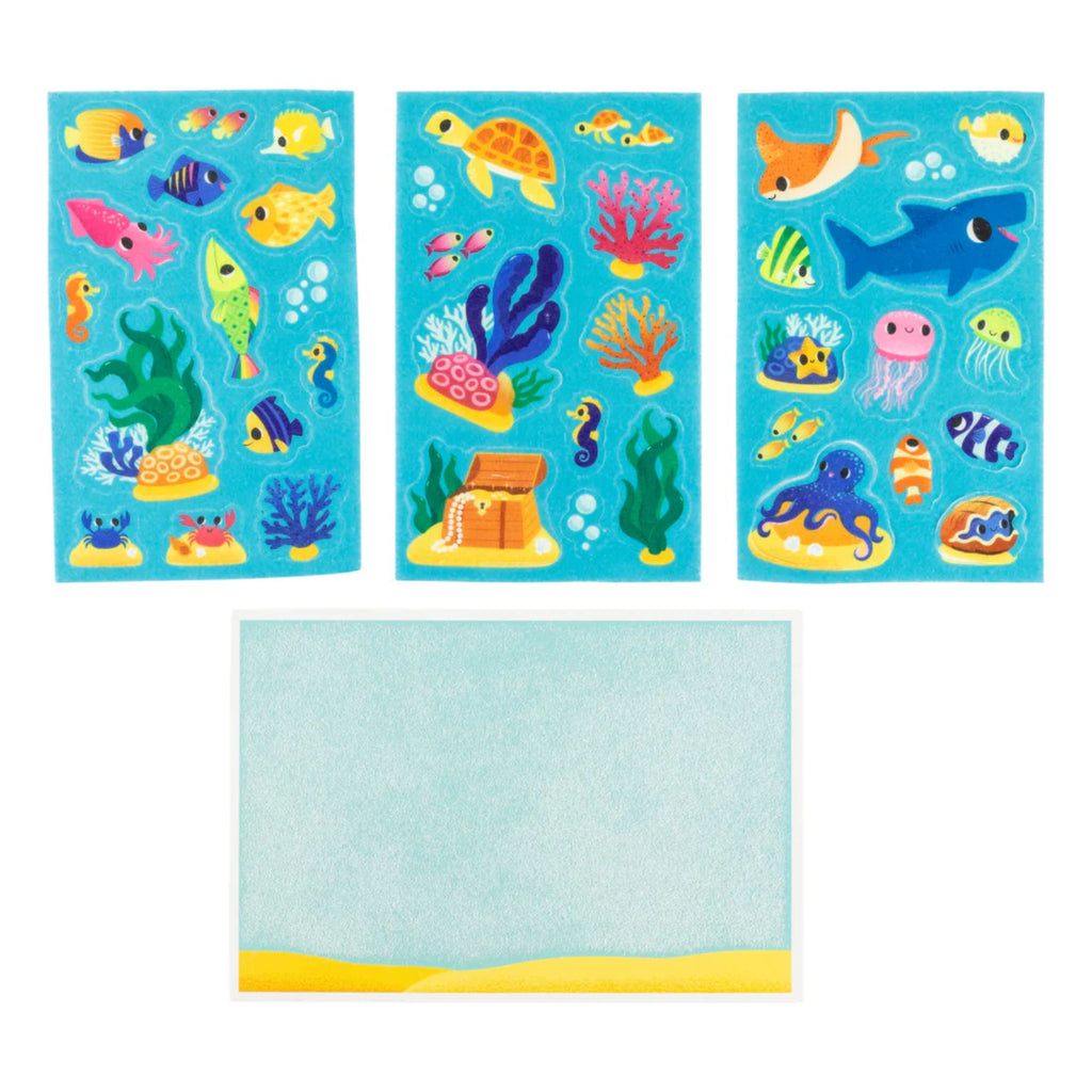 An underwater board setting with boards of felt underwater characters and features