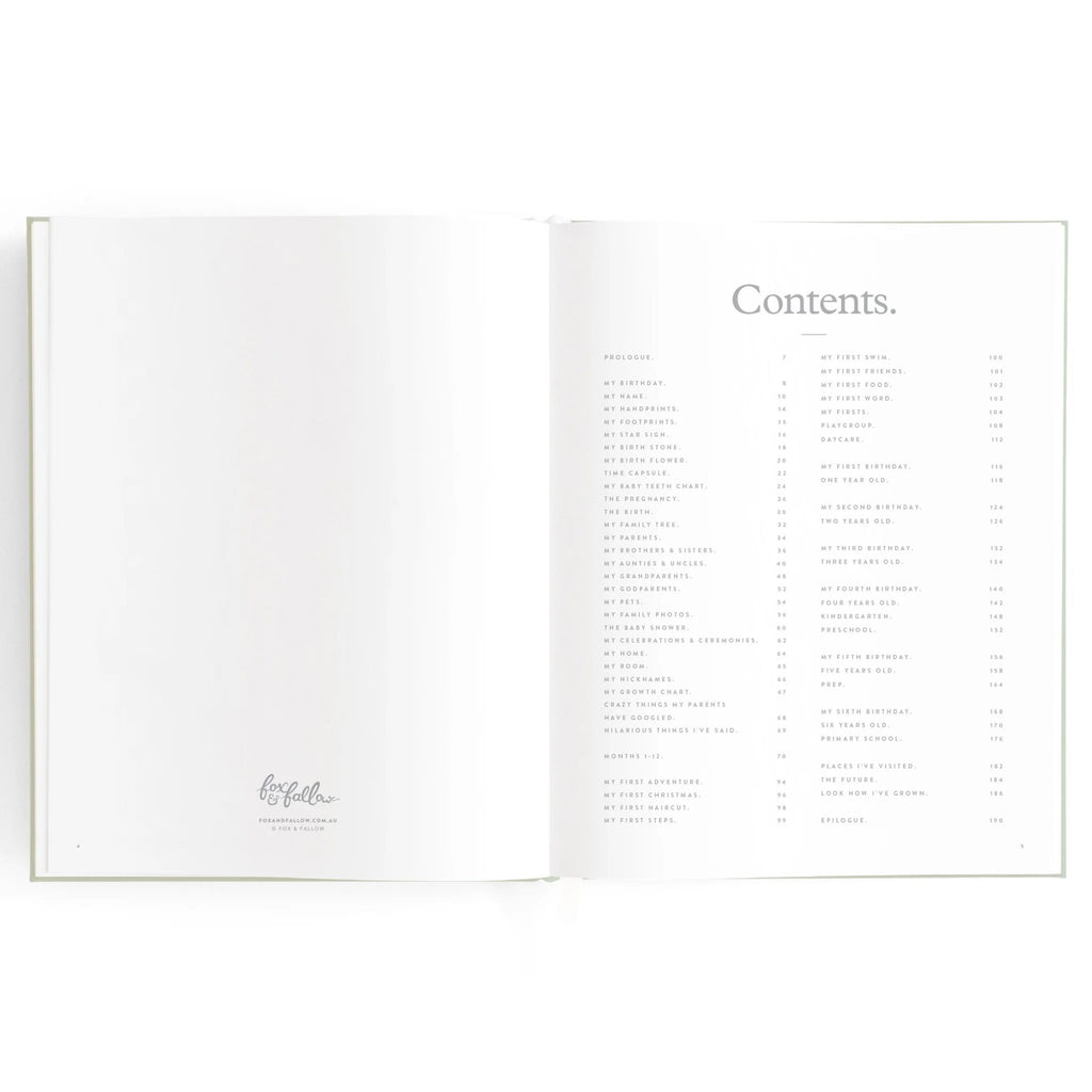 Open journal showing the contents page