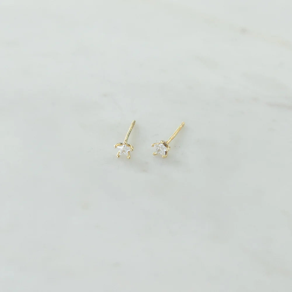 Gold studs with star shaped zirconia